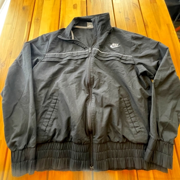 Nike Womens Y2k Black Windbreaker Jacket Lightweight Sporty Design Size XL - Picture 1 of 4